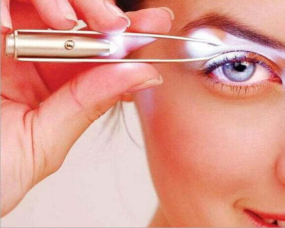 1pc Portable Stainless Steel Smart Design Eyebrow Hair Remove Tweezer With LED Light Makeup Tool dr. eyemo
