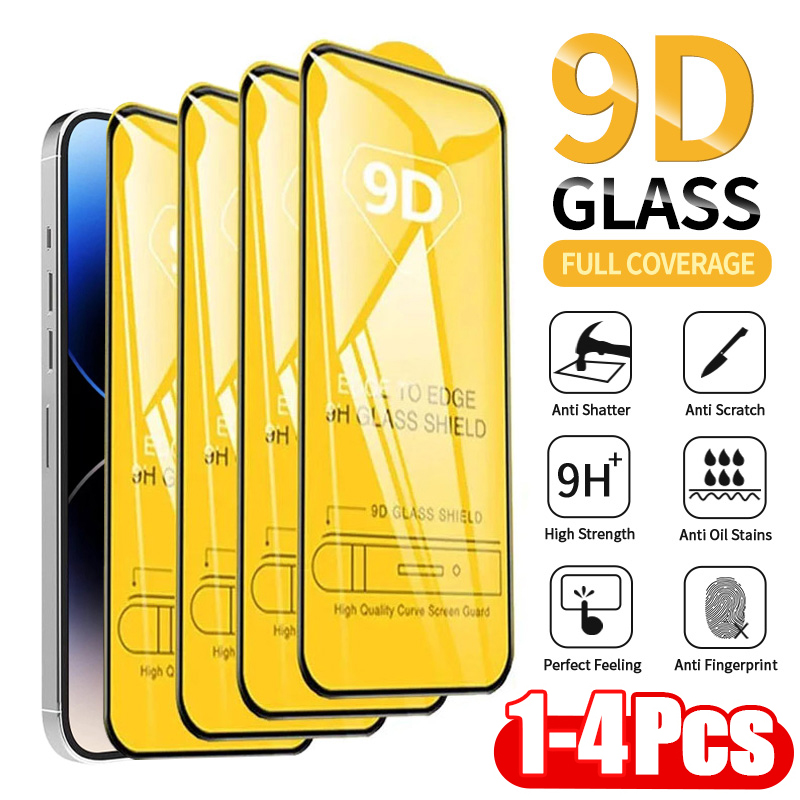 3PCS 9D Tempered Glass For iPhone 16 15 Plus XR X XS Max Screen Protector For iPhone 17 15 11 12 13 14 Pro Max Protective Film