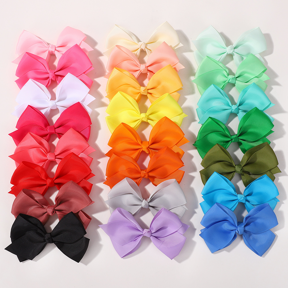 30pcs 4.5' Random color Newborn Hair Bows Candy Color with Clip Baby Girls Handmade Hair Clip Hairgrips Baby Hair Accessories