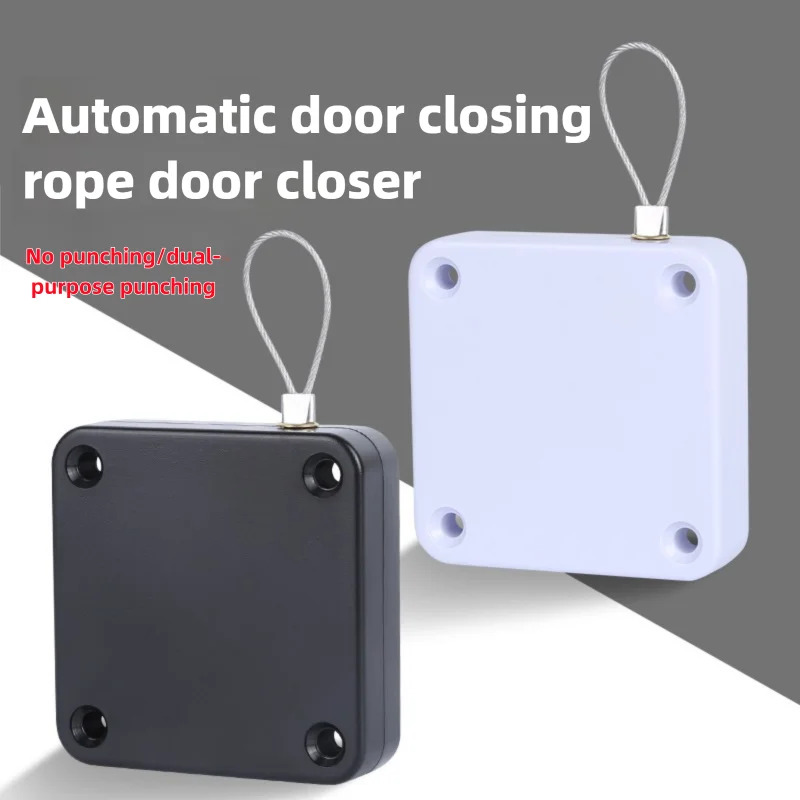 Automatic Rope Door Closer, Silent Door Closer for Sliding Glass Doors, and Home Non Perforated Buffer Belt Door Closer
