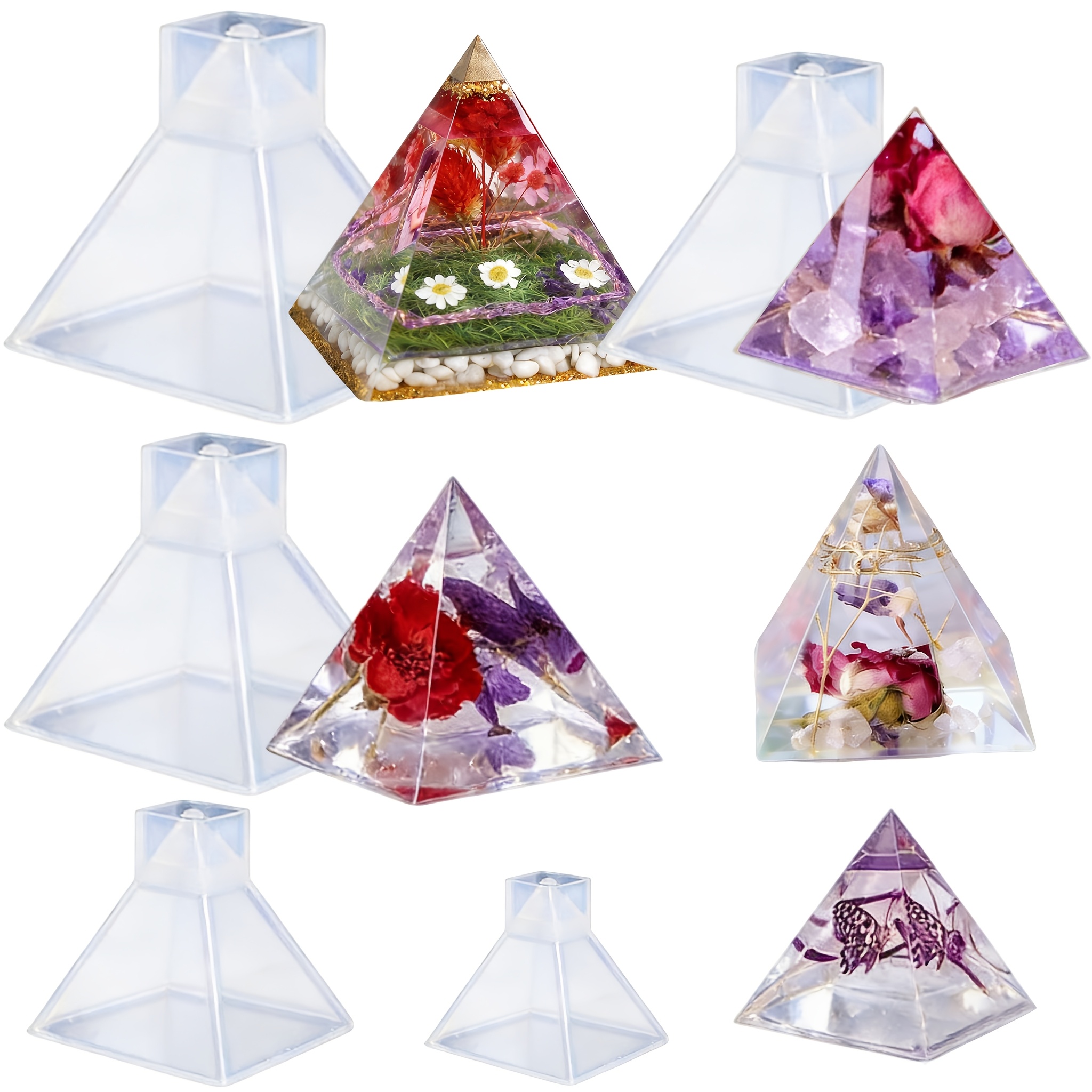 5pc - Pyramid Resin Molds of Various Sizes, DIY Handcrafted Jewelry Display Stands, Wedding , Specimen Home Decorations