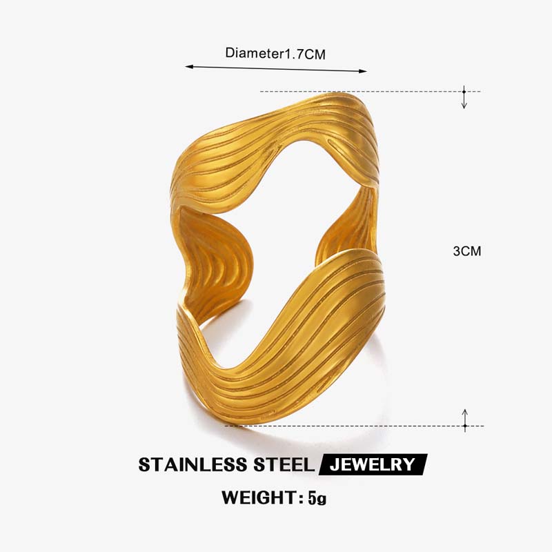2025 New Stainless Steel Jewelry Minimalist Metal Golden 18 K PVD Plated Opening Ring for Women Bagues Pour Femme Party pen gpt