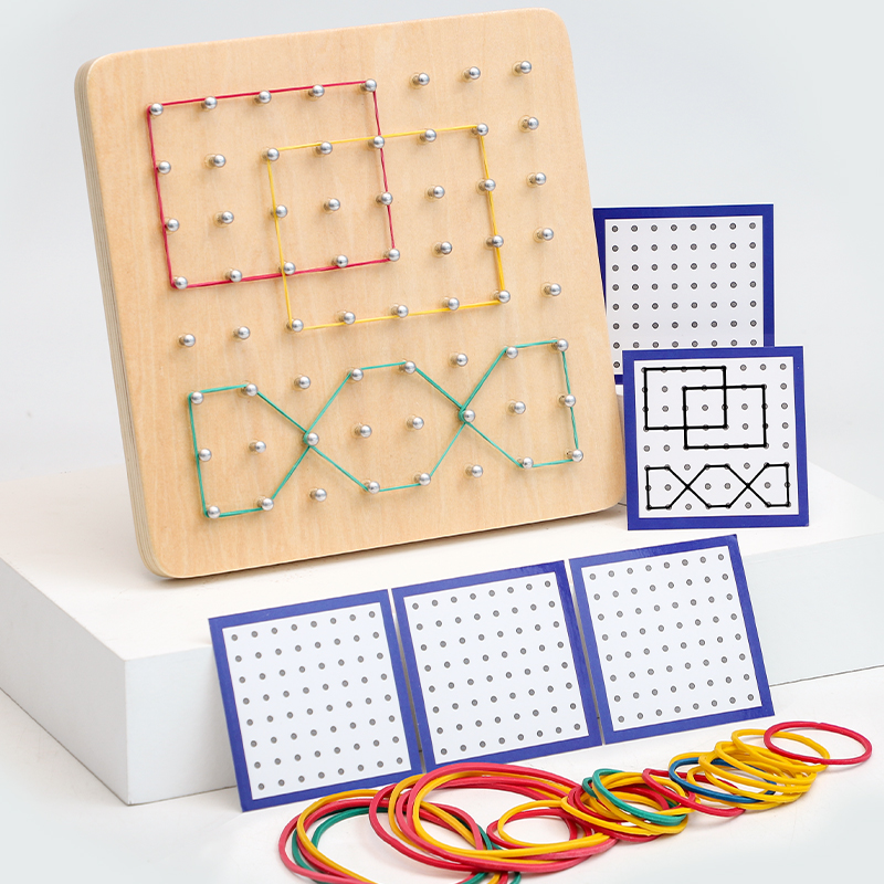 Wooden Geometry Puzzle Nail Board Graphics Geometric Creative Math Montessori Toy for for Children's Early Education