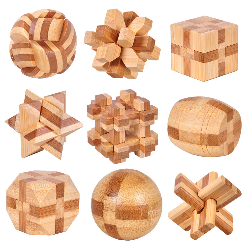 Bamboo Wooden Kids Educational Toys 3D Puzzles Game Unlock Montessori Toys for Children Girls Boys 1PC 4.5*4.5*4.5cm