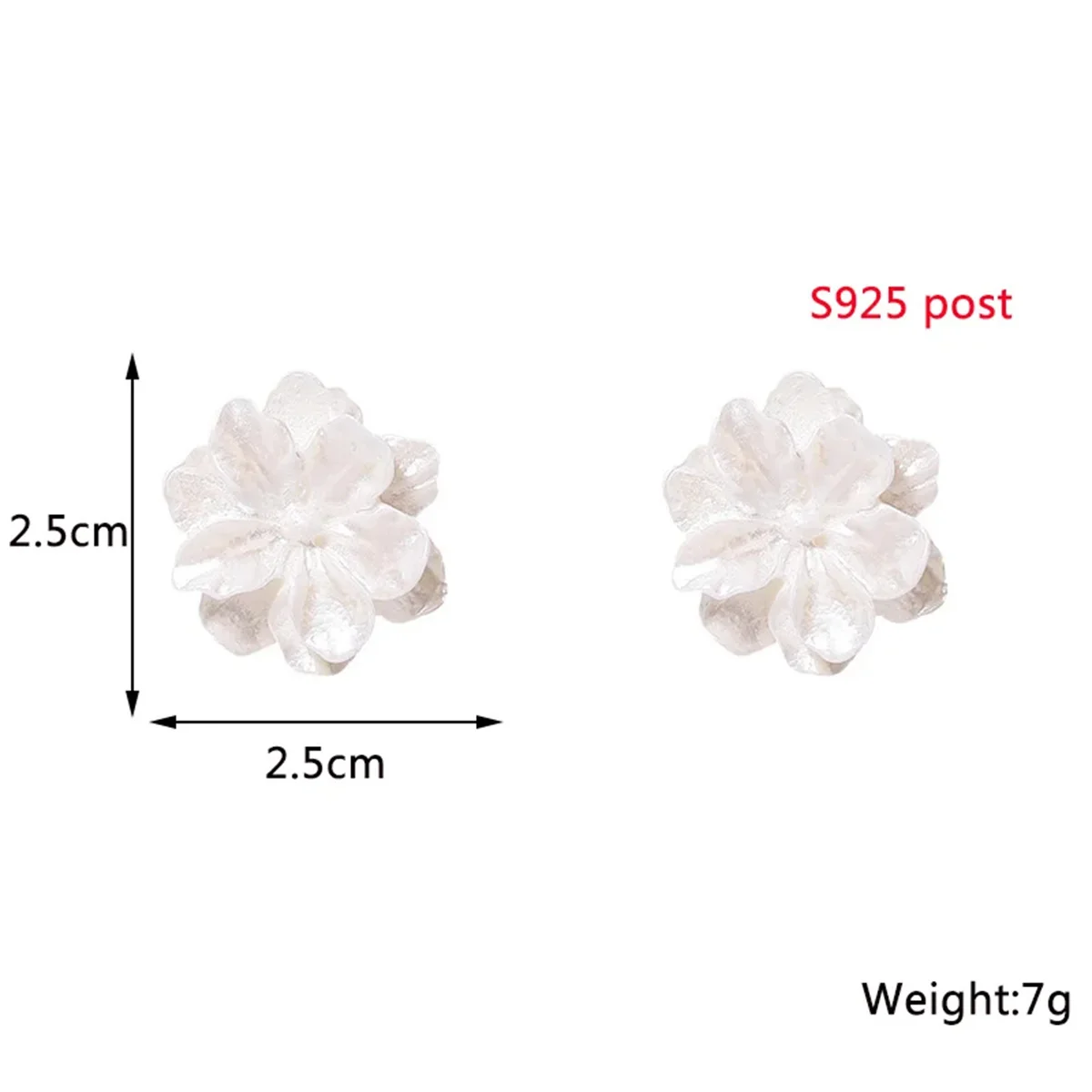 Charming White Flower Stud Earrings for Women Folded Acrylic Side Sweet Floral Girls Jewelry Ear Accessories