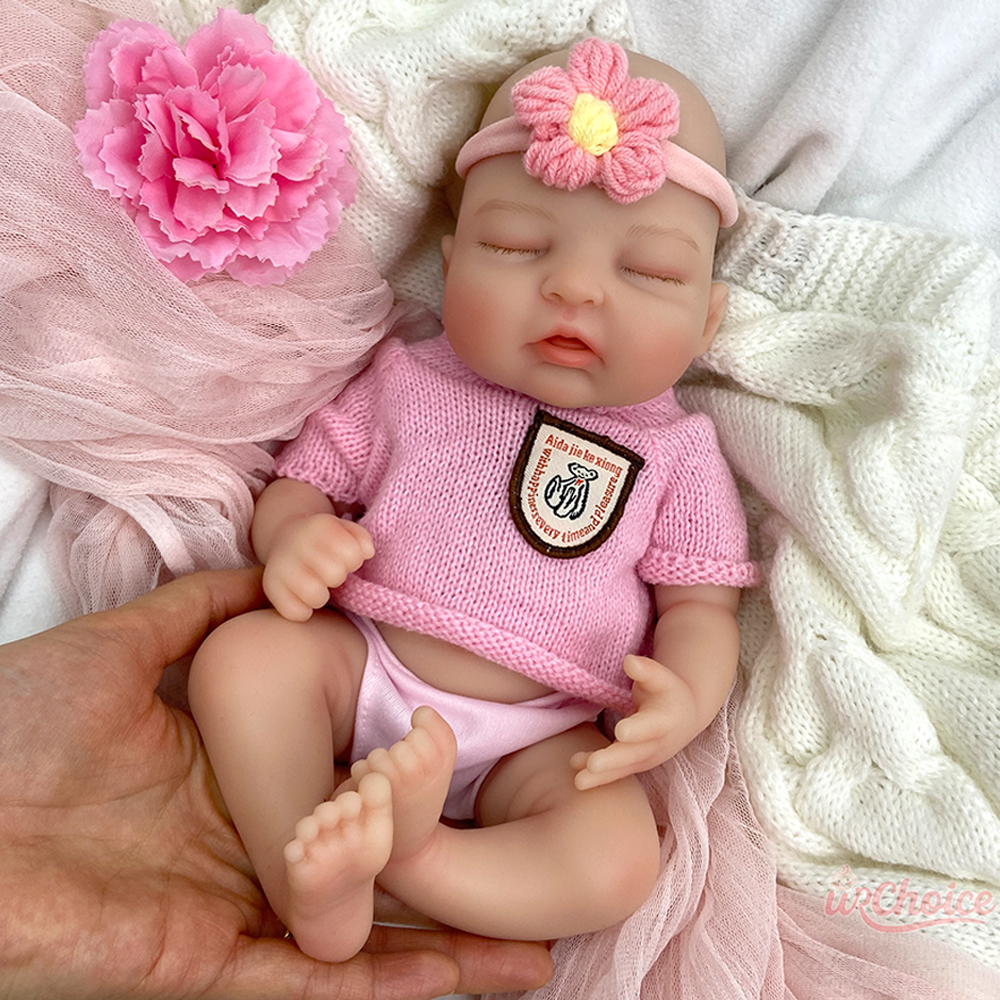 32cm Washable Full Body Silicone Bebe Reborn Girl Doll Lifelike 3D Painted Skin Newborn Doll for Birthday Collectibles