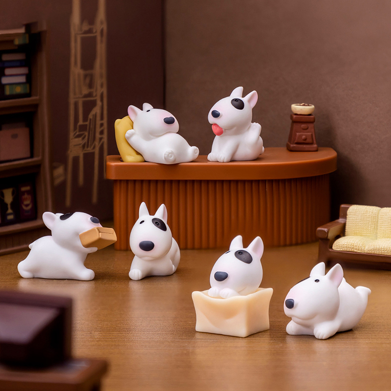 Cute Mini Bullhead Terrier Dog Figurines Micro Landscape﻿ Car Dashboard Home Desktop Ornaments