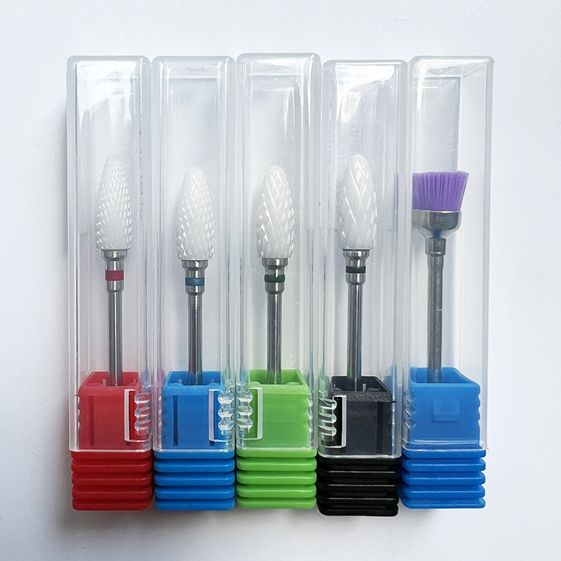 5PCS/LOT Left Hander Ceramic Nail Drill Bits Milling Cutter for Manicure Pedicure Nails Art Tools Electric Equipment Accessories