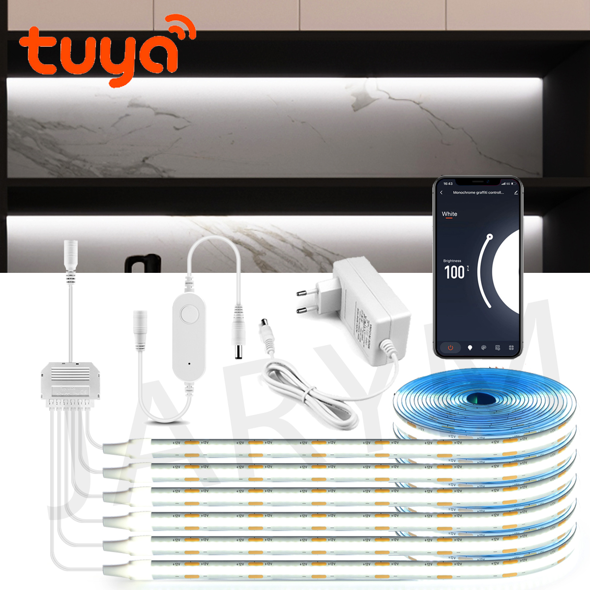 Wifi Tuya Smart lamps for bedroom Kitchen Best Under Cabinet Light COB 320leds/m Ribbon DuPont LED Lights work with Alexa cocina lightify