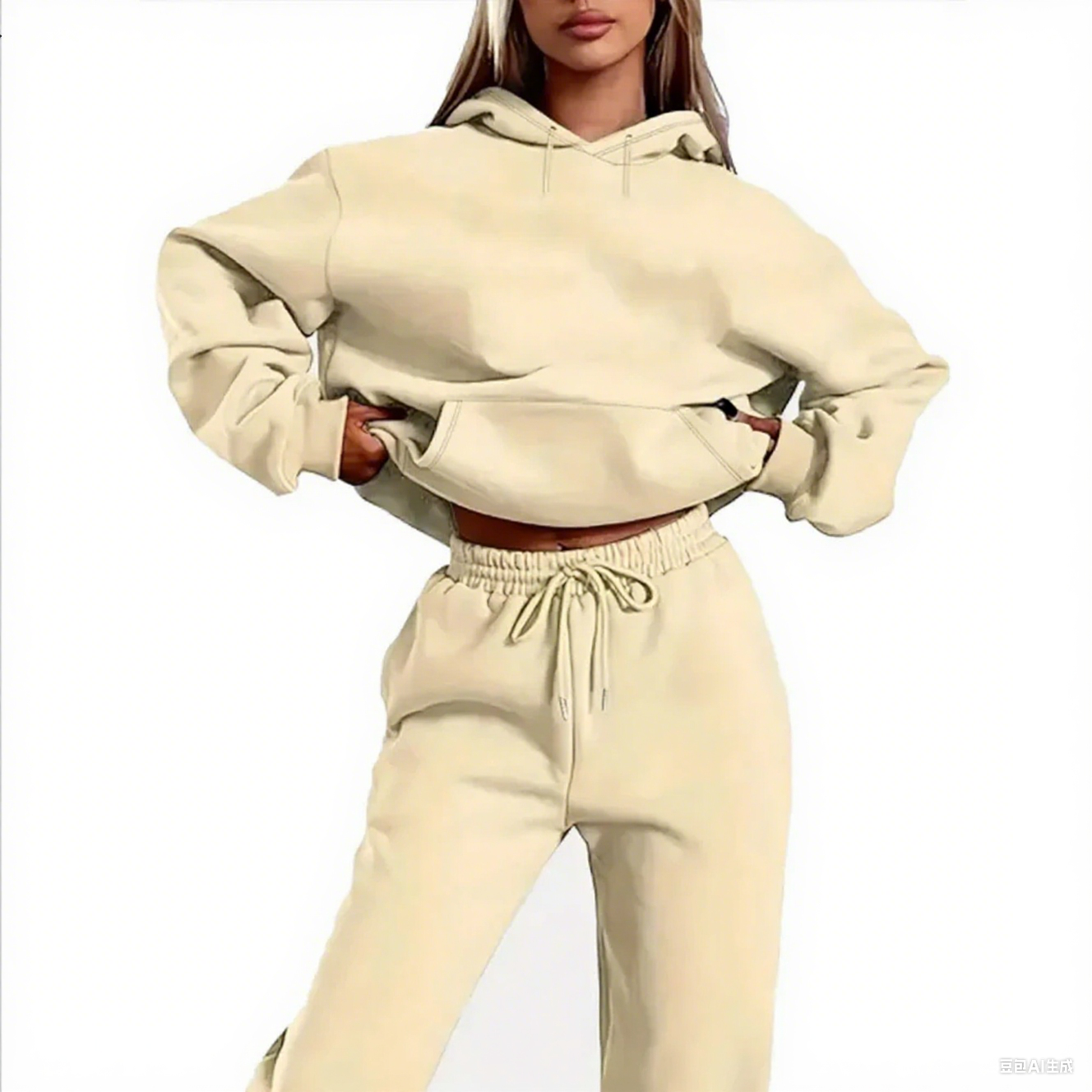 Winter Tracksuit Women Two Piece Set - Oversized Hoodie Sweatpants Solid Color Sportswear Suit |Casual Sweatshirt Trouser Set