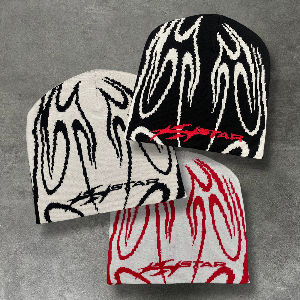 Casual Hip-Hop Street Style Striped Jacquard Pullover Hat Trendy Warm Stylish Cool Design