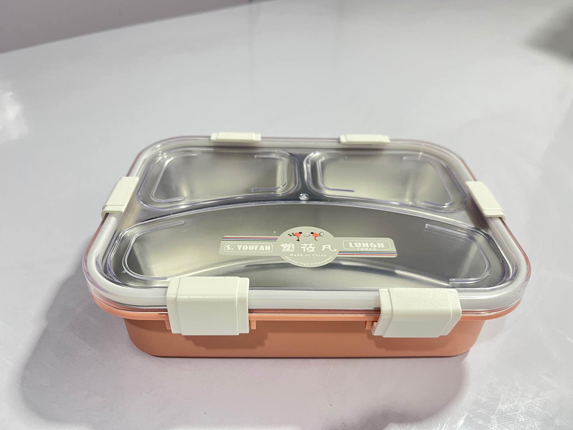 3 compartment lunch box 1003 stainless steel with locked