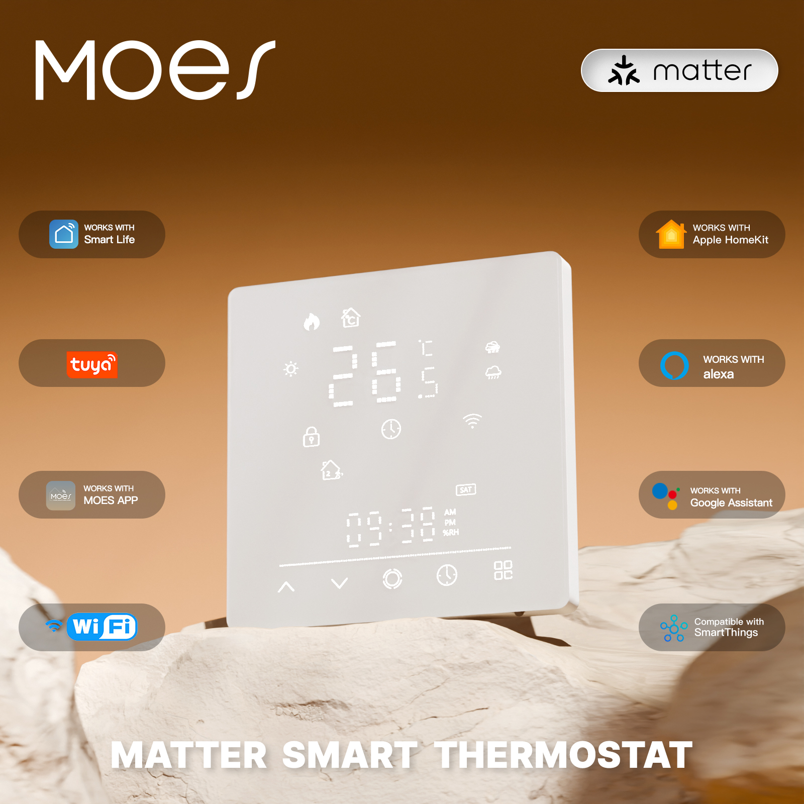 MOES WiFi Smart Thermostat Plug Tuya Digital Temperature Controller for Heating & Cooling Smart Life App