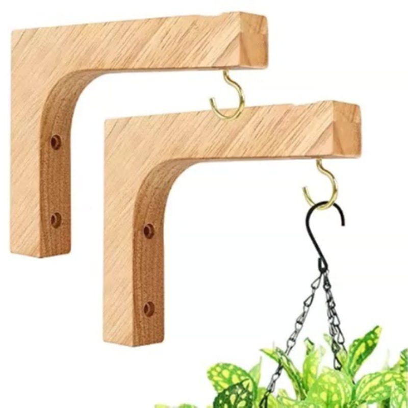 1Pc Natural Wood Wall Plant Hangers Hanging Flower Pot Hook Nordic Flower Bracket for Lanterns Wind Chimes Balcony Home Decor