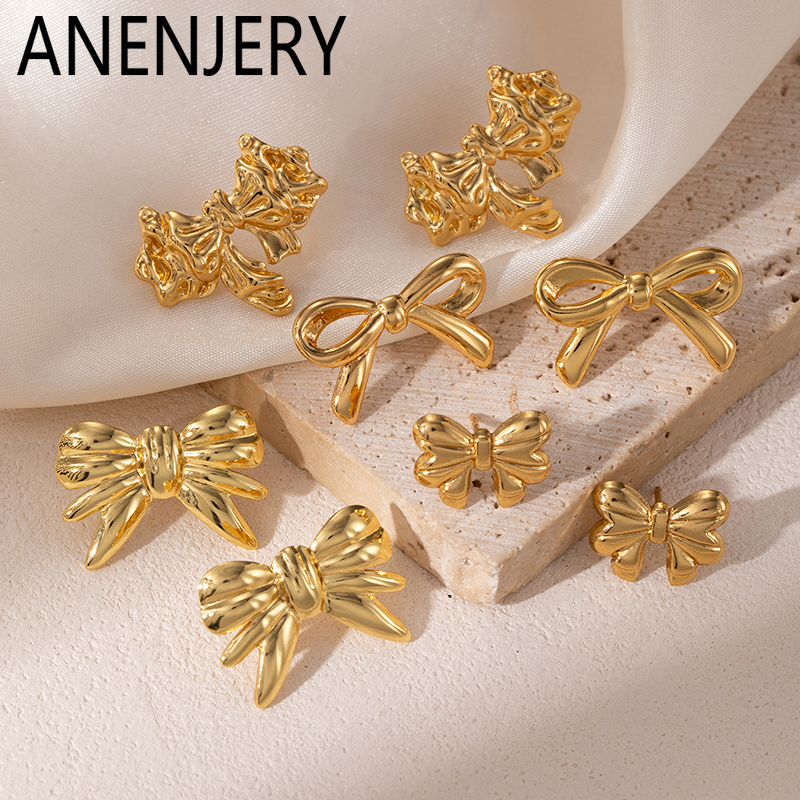 ANENJERY 316L Stainless Steel Irregular Square Woven Earrings for Women Niche Exaggeration Jewelry s Wholesale