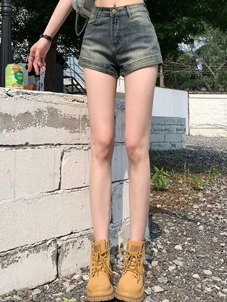Summer Women Korean Retro Thin Hot Denim Shorts Jeans Lady Mini Pants Girls Tight Elastic High Street Ultra Short Jeans