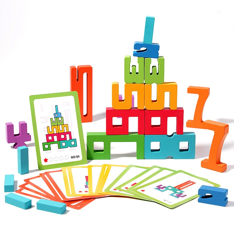 Montessori Math Toys Wooden Number Stacking Building Blocks Digital Balance Toy Preschool Learning Number Toy For Kids
