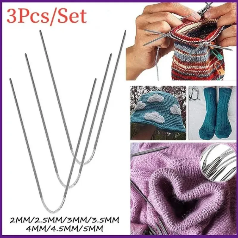 knitting needles crochet hook set crochet hook Knitting Needles Knitting Tool Stainless Steel Circular Flexible Sock Knitting