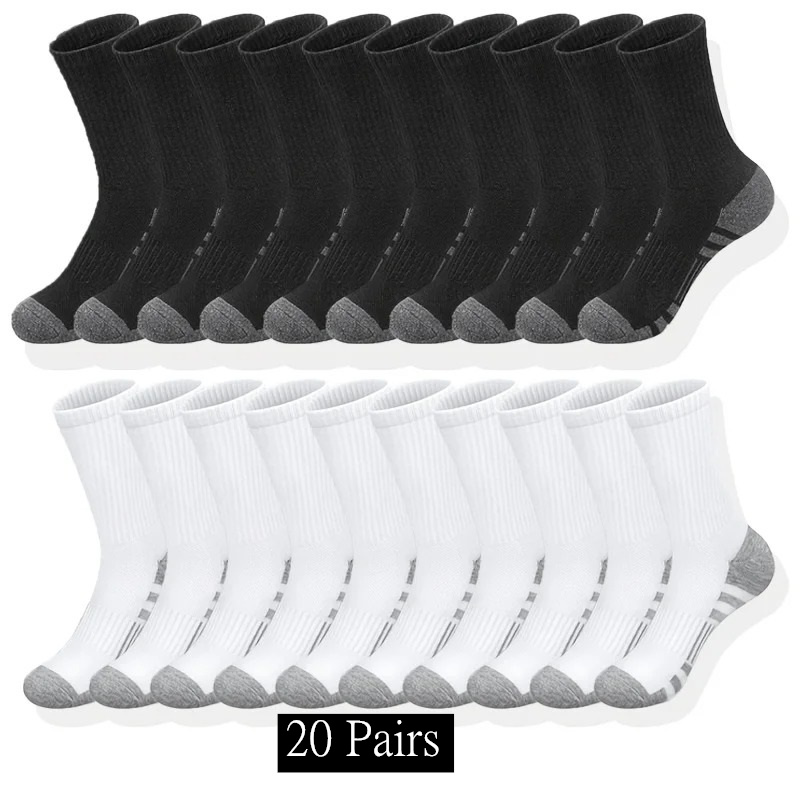 10/20/30 Pairs Men's Classic Crew Socks Unisex Sports Socks 2026 Men Running Basketball Anti-slip Outdoor Breathable Man Socks