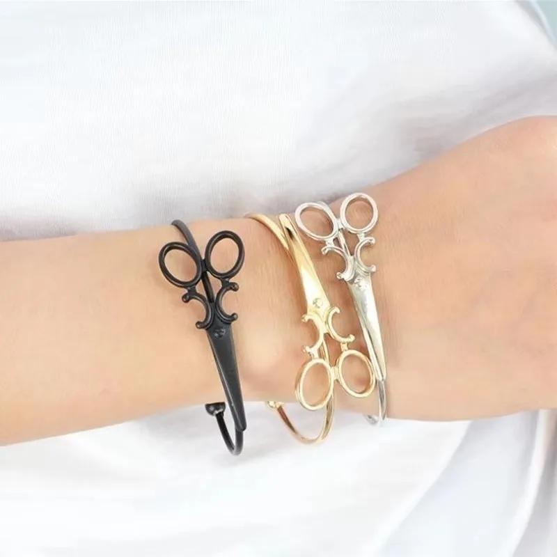 New Women's Fashion Silver Stainless Steel Scissors Bracelet Adjustable Bangle For Couple Jewelry Retro Accessories