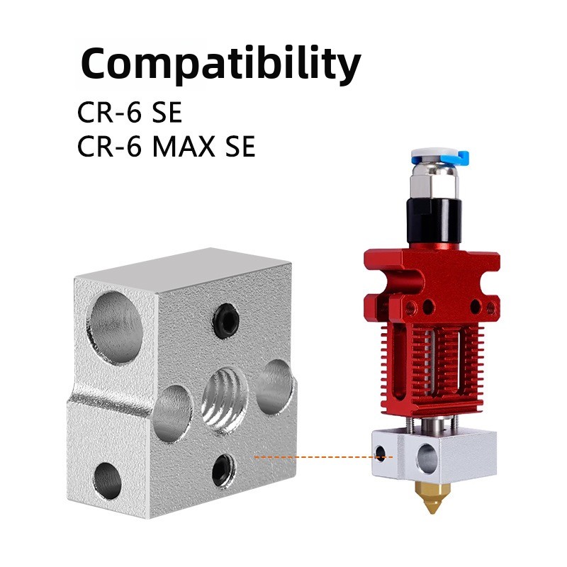 1 PCS CR6 SE Heater Block High Temperature Plated Copper & Aluminium Heatblock For Creality CR-6 SE/CR 6 Max SE 3D Printer Parts