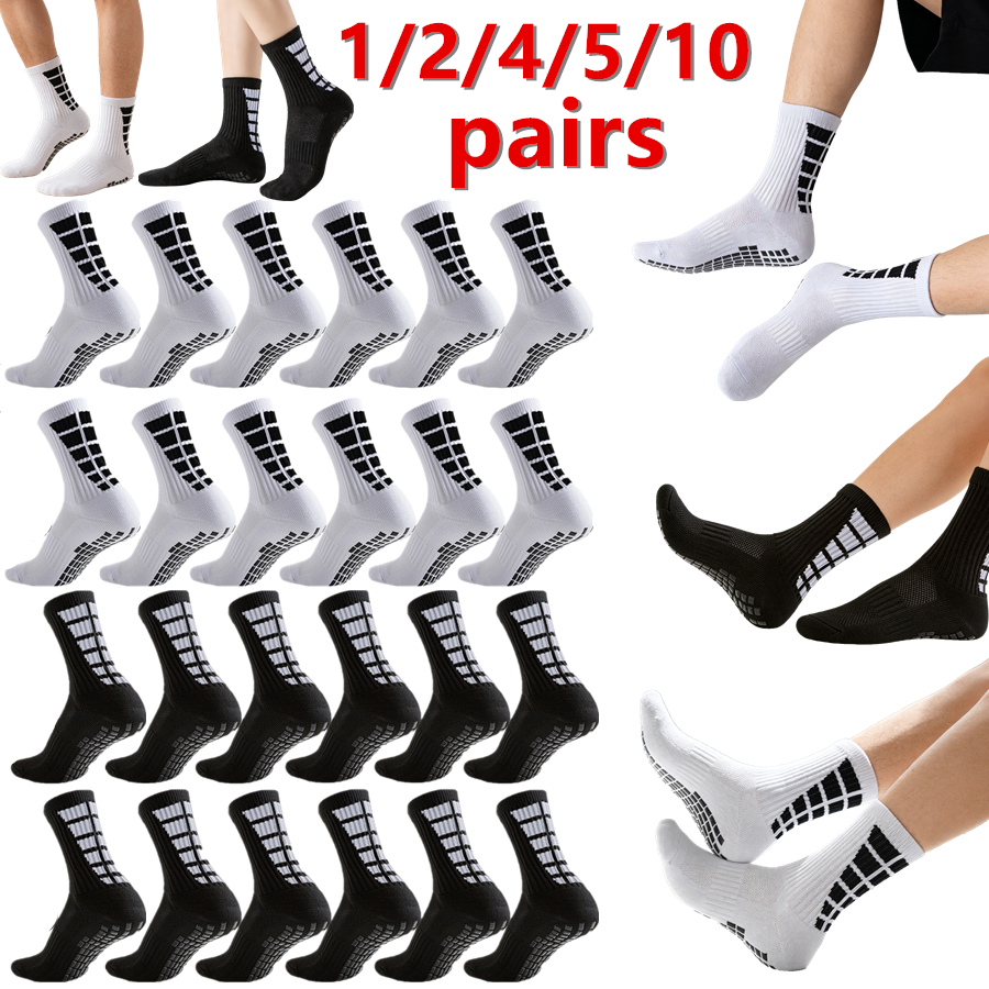 1/2/5/8/20pairs Men Women Breathable Grip Socks Professional Sport Soccer Socks