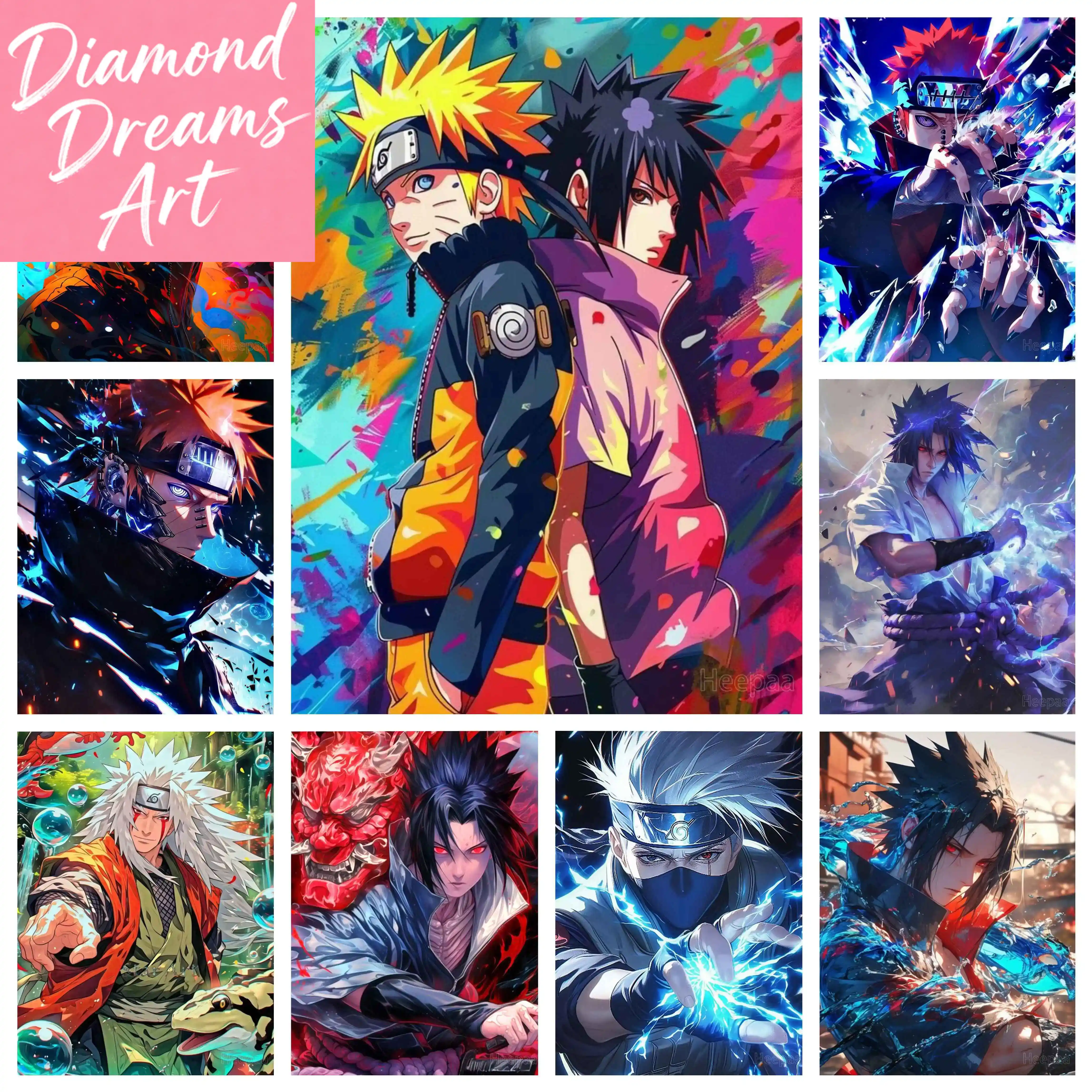 Frameless,N-Naruto Uzumaki Sasuke Uchiha Anime Diamond Painting Kits Diy 5d Kakashi Japan Cartoon Cross Stitch Mosaic Home Decor