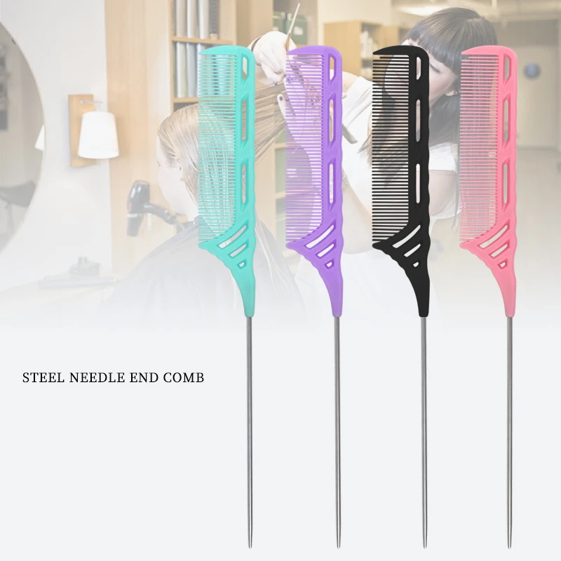1 Anti-Static Stainless Steel Needle Mouse Tail Hair Styling Comb Hair Cutting Tool Salon Accessories Special for Real Hair