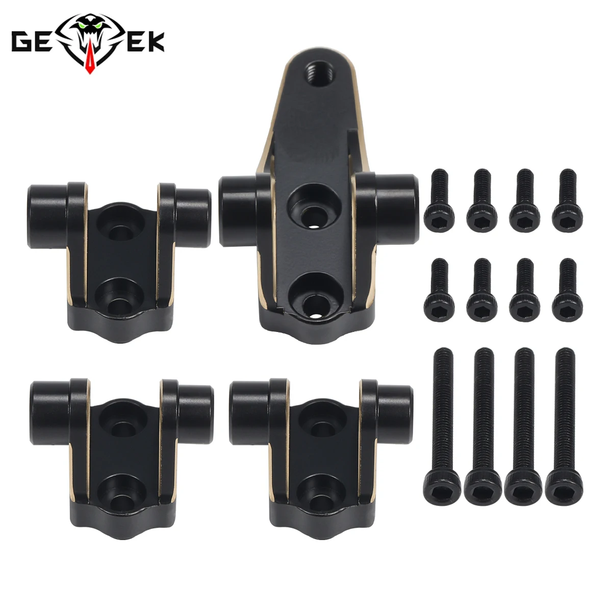 4Pcs Black Brass Link Mounts Front Rear Axle Suspension Mounting Set for 1/10 RC Crawler TRX4 Chassis Bronco Defender Upgrade
