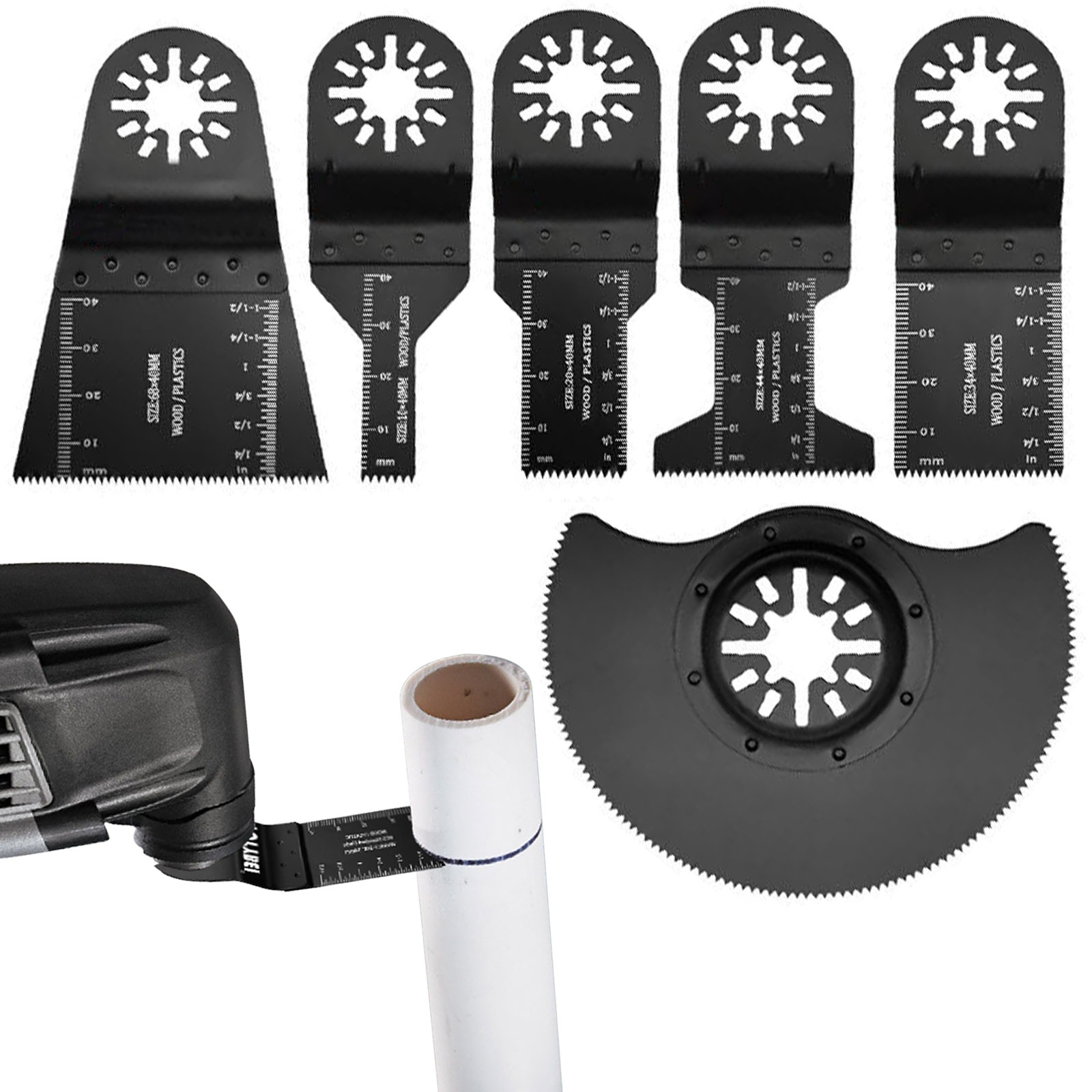 6PCS High Carbon Steel Oscillating Saw Blades, Durable Multitool Blades for Metal Wood Nails, Plunge & Flush Cut, Universal Fit