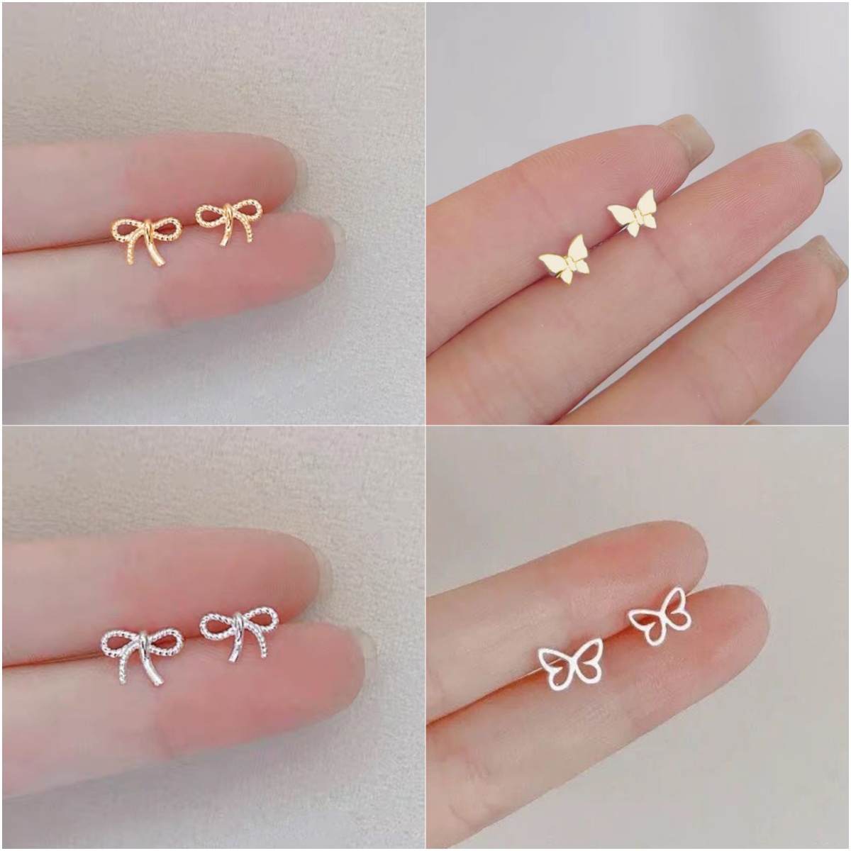 Simple Butterfly Stud Earrings For Women Hypoallergenic Daily Wear New Fashion Silver Color Ear Girls Jewelry