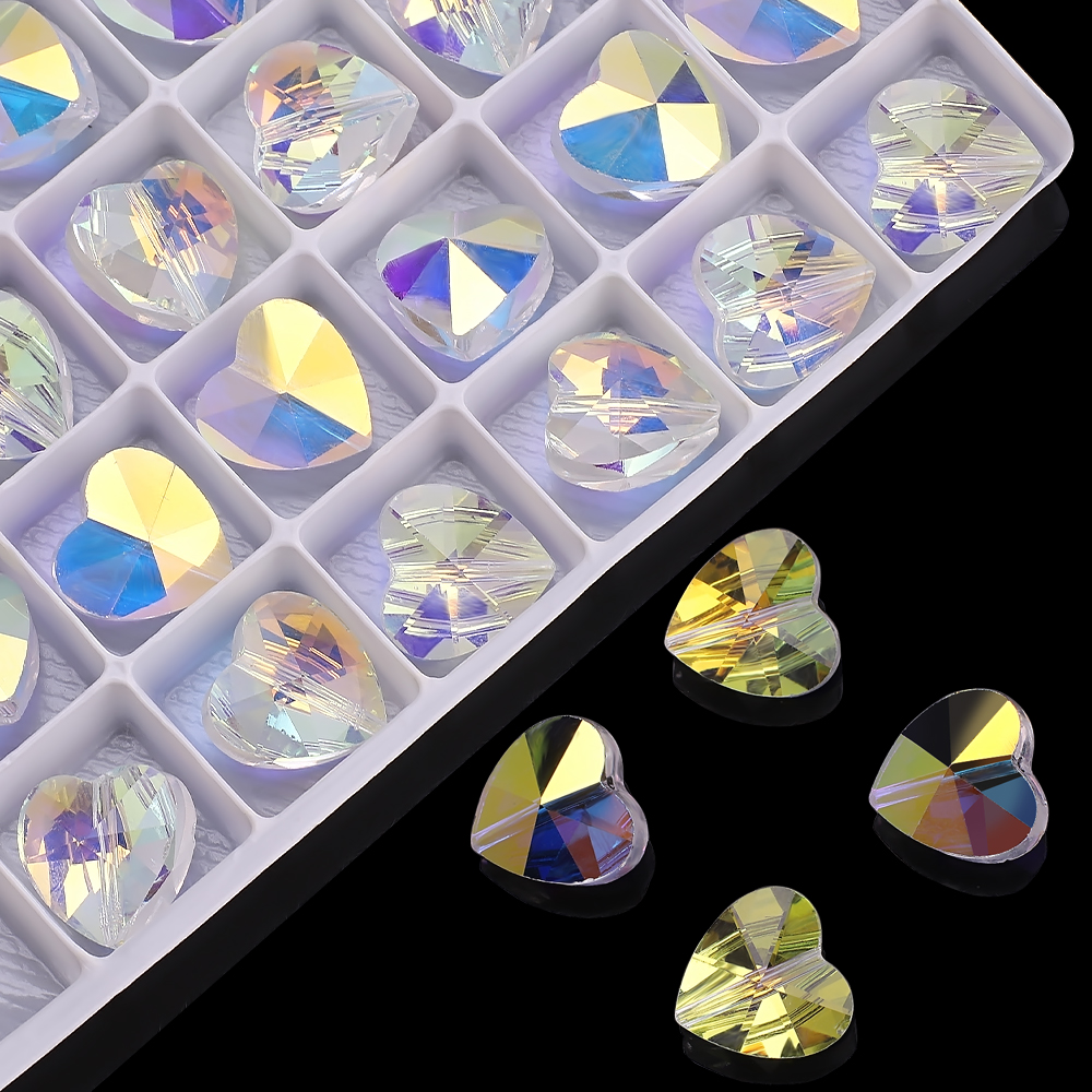 20Pcs 14mm Straight Hole Heart Shape Crystal Pendant Glass Butterfly Cross Five-Pionted Star Bead Charms for Earrings Making DIY pen gpt