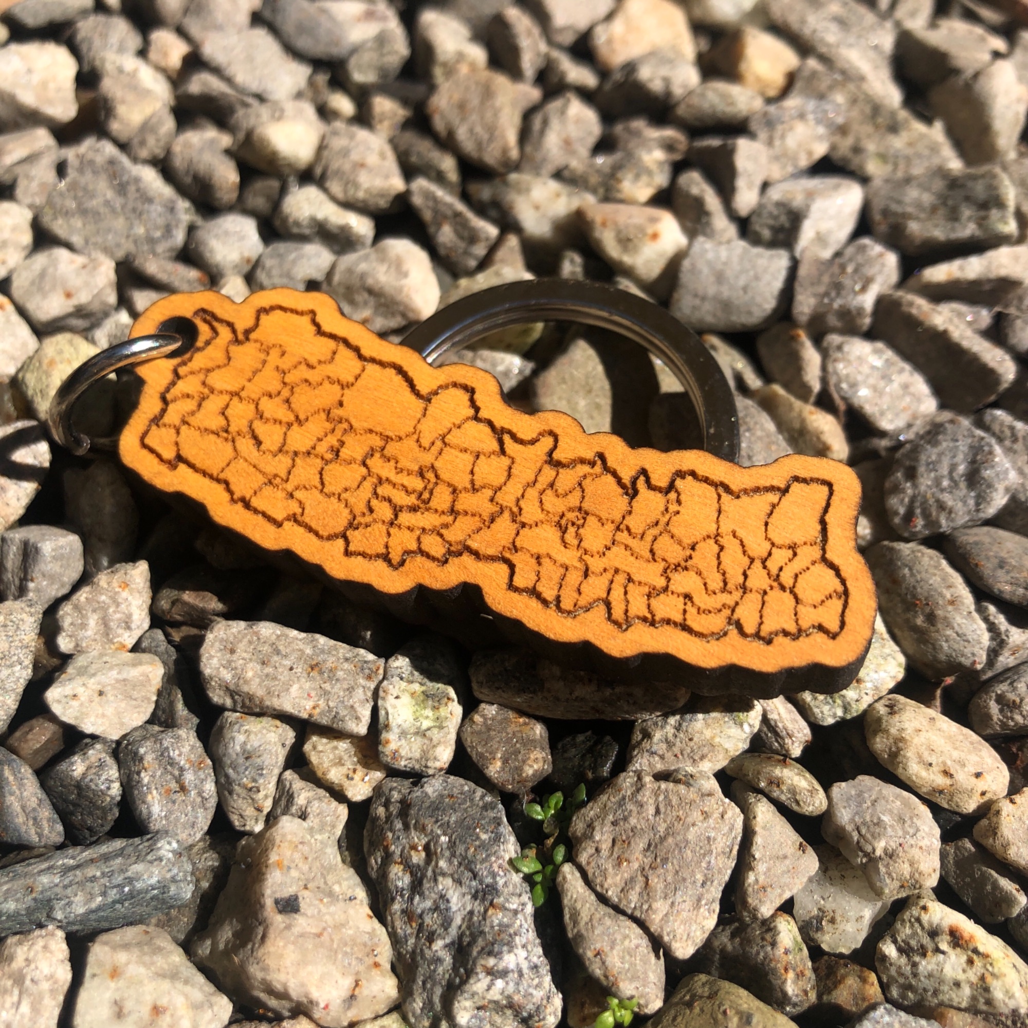 Map of Nepal - All Natural Nepali/Nepalese Wood/Wooden Keyring/Keychain
