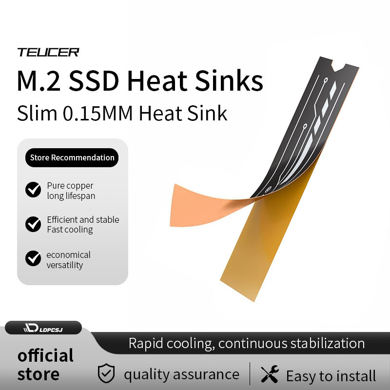 TEUCER Graphene Copper Foil M.2 SSD Heatsink, Dual-Layer Cooling Design for NVMe NGFF 2280, Thermal Radiator for Laptop/PS5