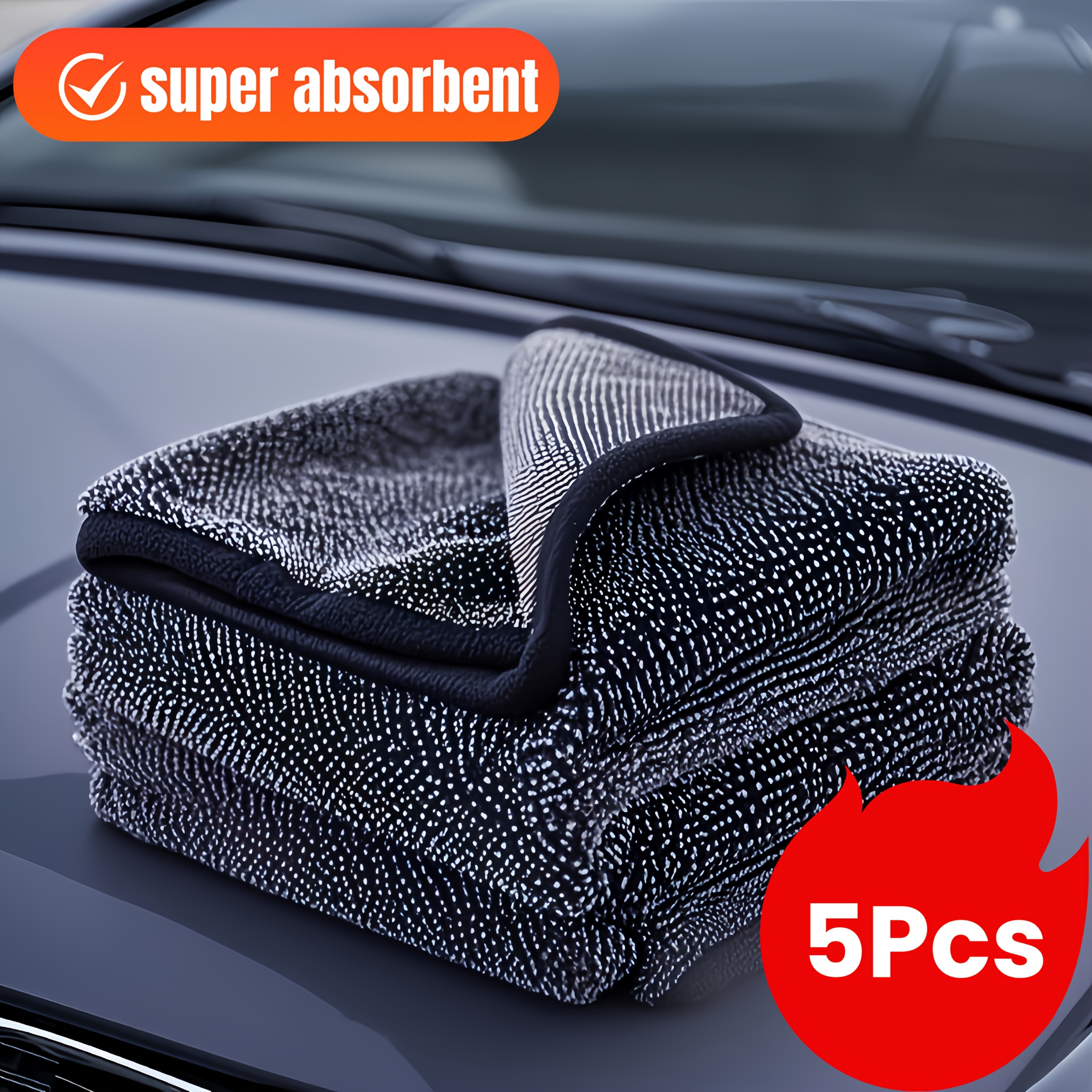 5 Pack Polyester Cleaning Cloths,Ultra Soft Lint Free Reusable Towels for Car Detailing,Kitchen,Bathroom,Electronics,No Residue