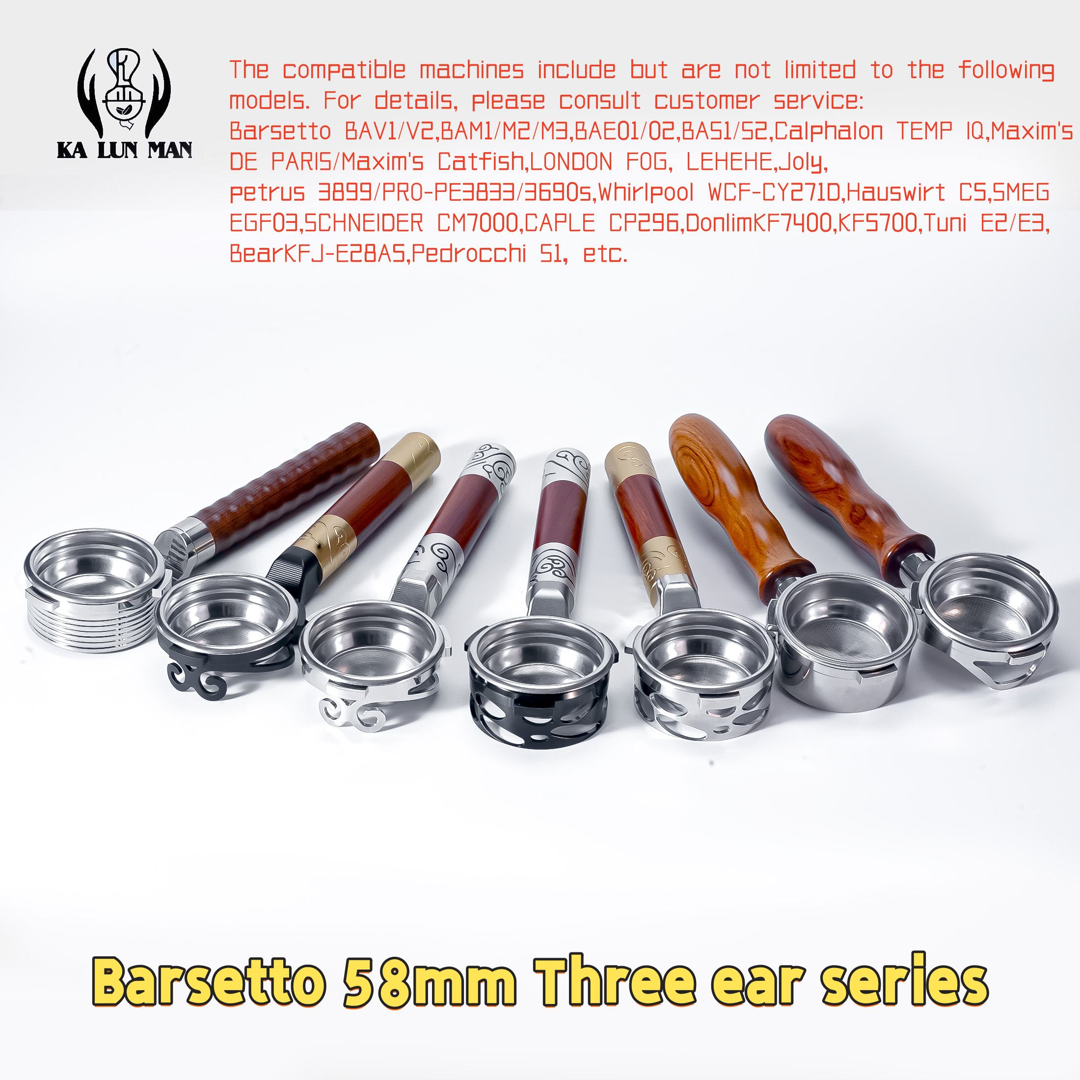 1Pc Espresso Bottomless Portafilter/Food-grade 304 Stainless Steel/Removable and Washable/ High-Density Filter/58mm 3-lug