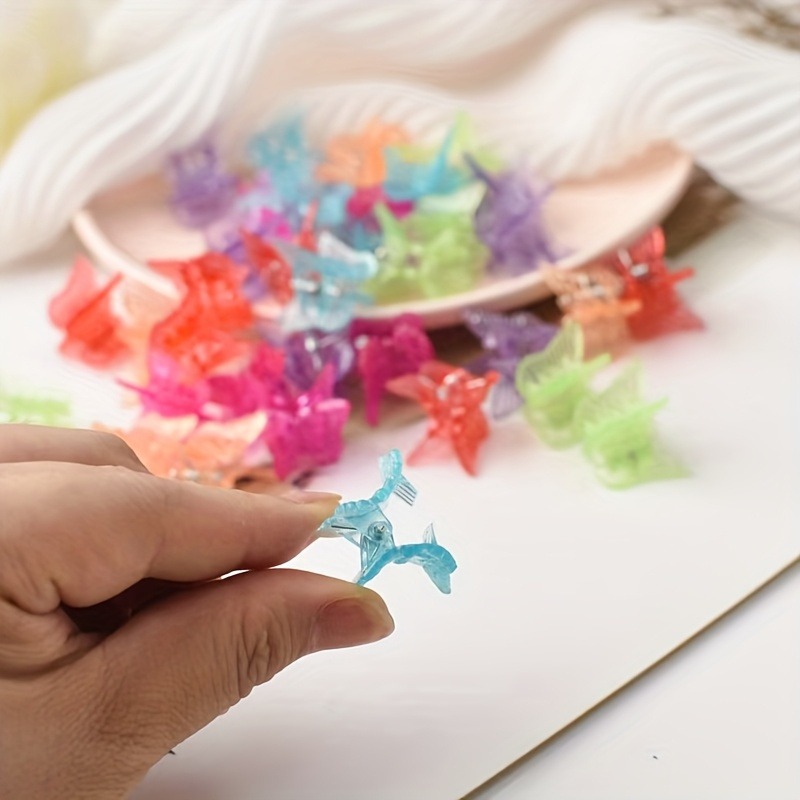 50/100pcs Butterfly Mini Clips, Plastic Material, Cute, Kids’ Bangs Side Clips, Everyday Outfit, Hairpin Set