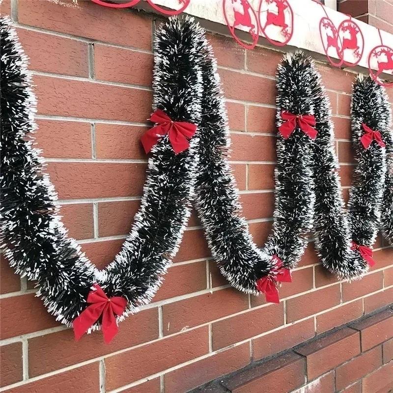 Tinsel Garlands Decoration Bar Tops Red Green Wreath Xmas Tree Ornaments Party Home Staircase Decor Pendant Prop