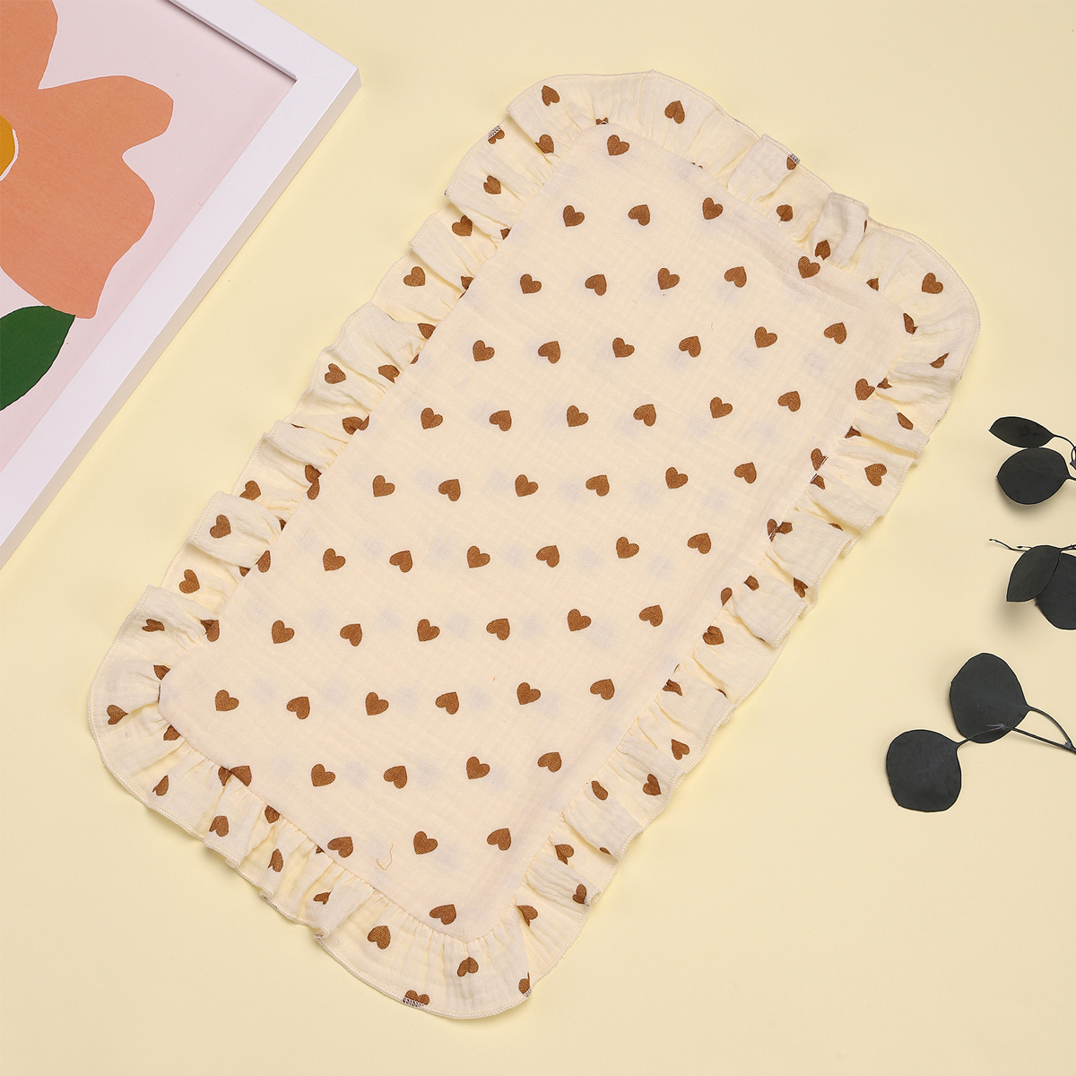 1PC Ruffled Burping Rags Cotton Gauze Bear Infant Newborn Baby Heart pattern Burp Cloths