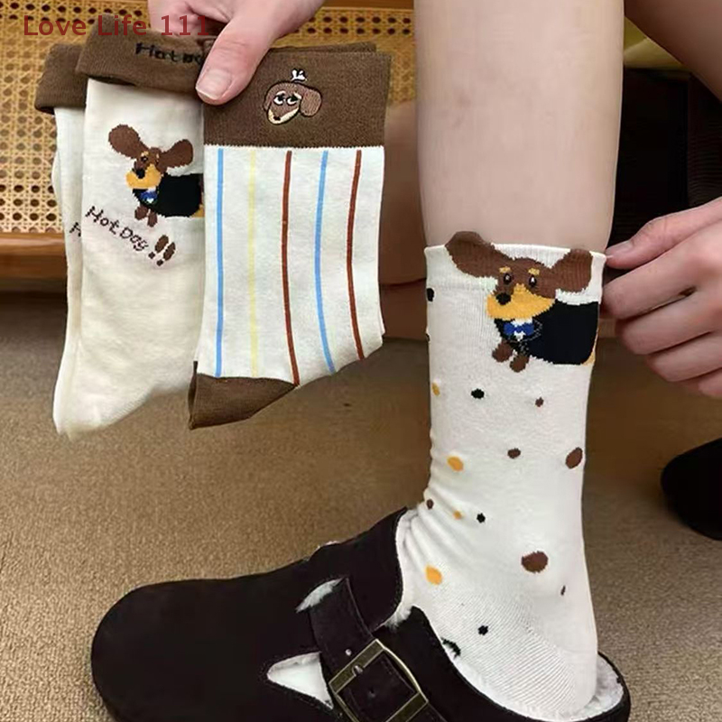 New Funny Dachshund Animal Cotton Socks Sausage Dog Cartoon Print Socks Autumn Winter Warm Sock Cute Couple Sock