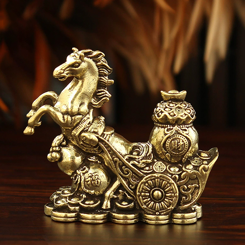 1pc Metal Craft Home Decorations Zodiac Horse Statue Stereoscopic Vintage Brass Horse Statue Desktop Ornament Decoration