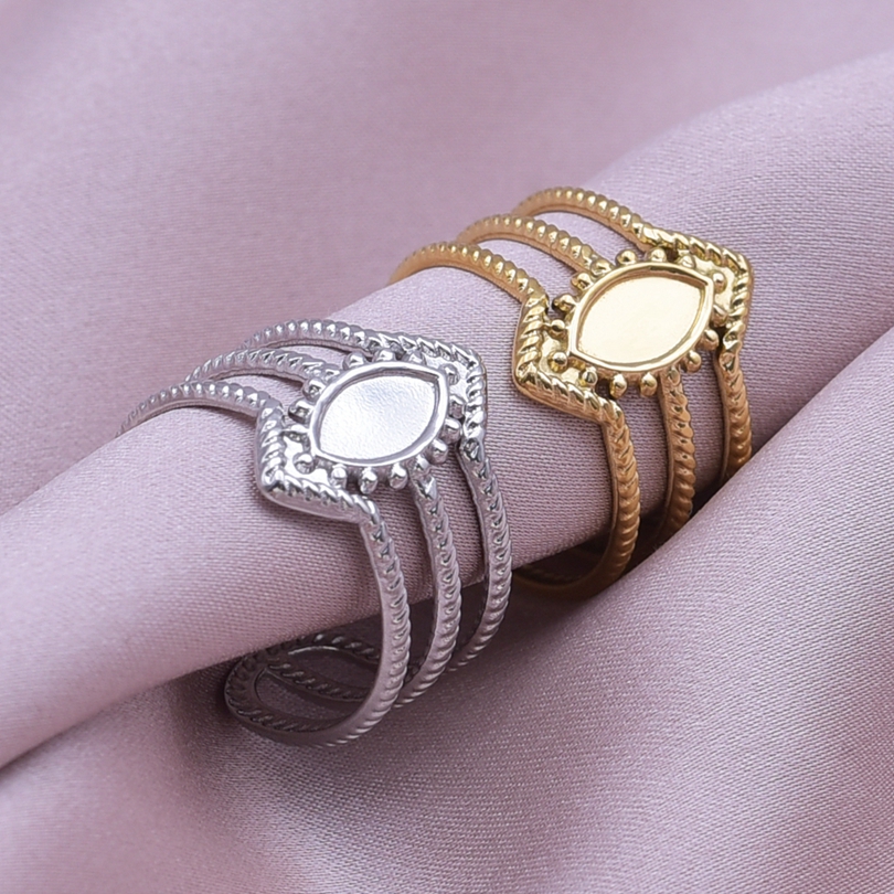 Stainless Steel Rings for Women Gold Color Multilayer Geometric Open Ring Vintage Waterproof Wedding Aesthetic Jewelry Gif pen gpt