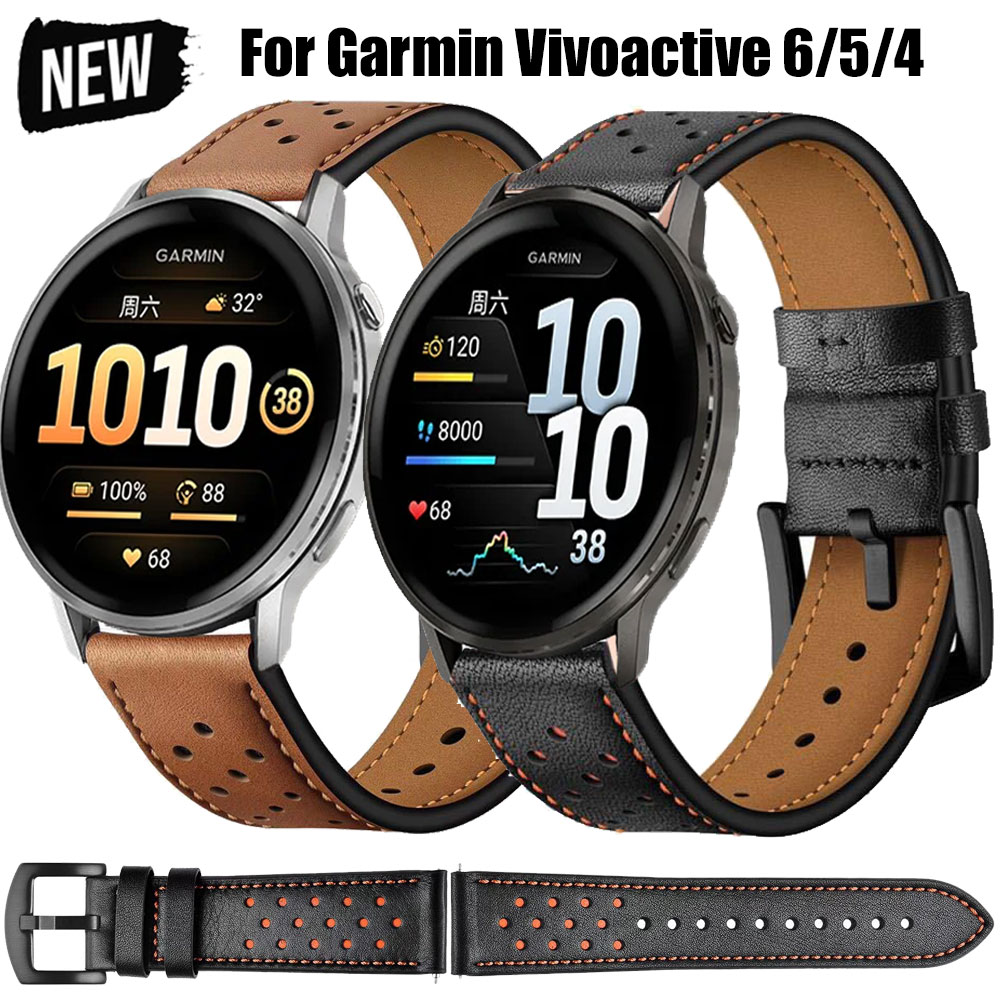 22mm 20mm Leather Smartwatch Band For Garmin Venu 4 3 sq 2 Plus Forerunner 570 165 265 55 Vivoactive 6 5 4 Sports Strap Bracelet