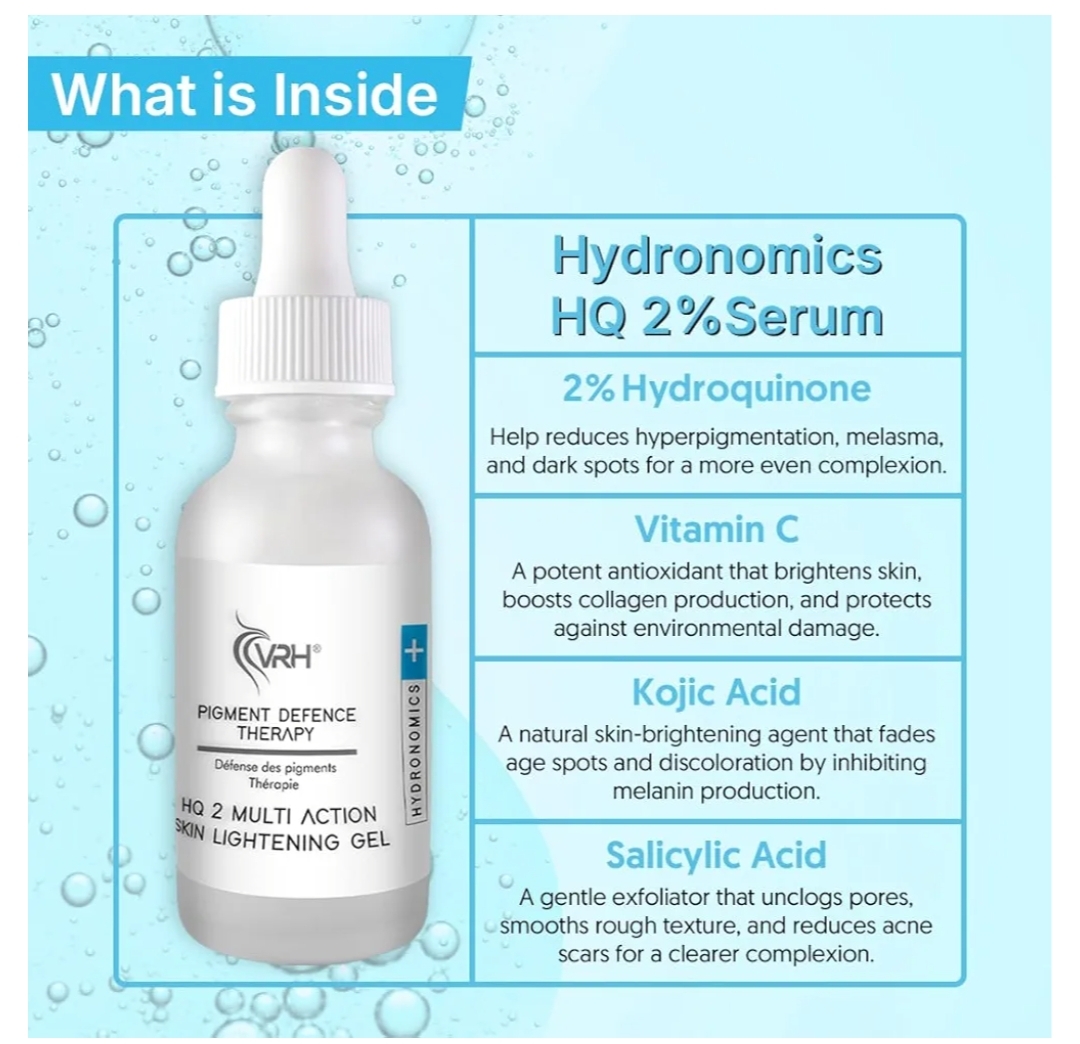 Vrh derma Hydronomics HQ2% Serum/Kojic 2% + Hyaluronic 1% + Alpha Arbutin 1% + Vitamin C 10% 30ml