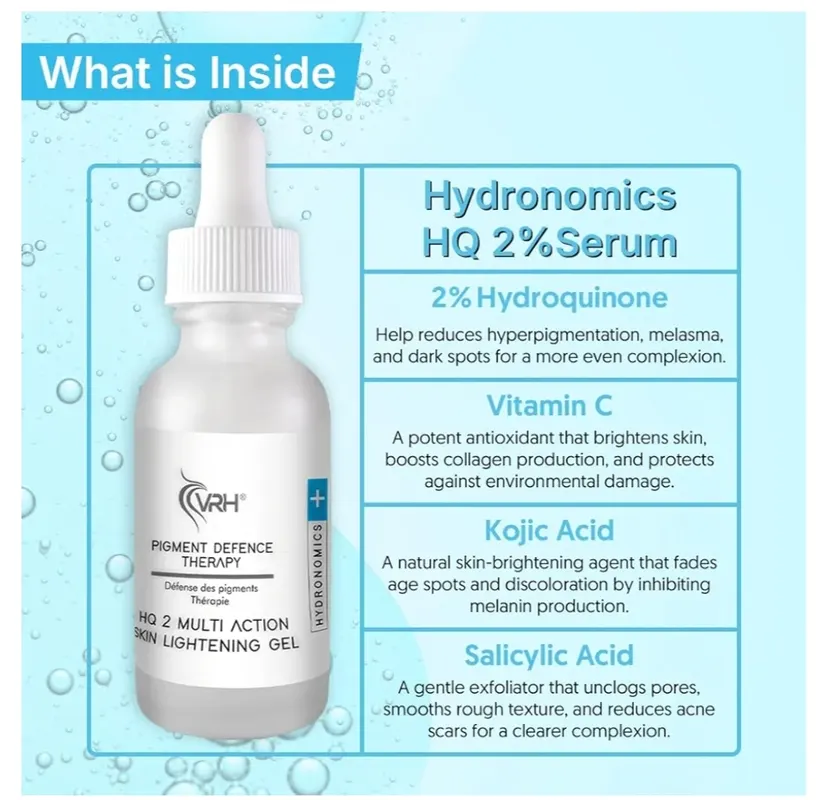 Vrh derma Hydronomics HQ2% Serum/Kojic 2% + Hyaluronic 1% + Alpha Arbutin 1% + Vitamin C 10% 30ml