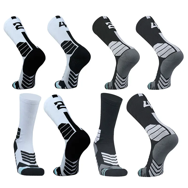 1 Pcs High Quality Men's Compression Basketball Socks Towel Bottom Unisex Sports Socks with Number for Cycling Outdoor