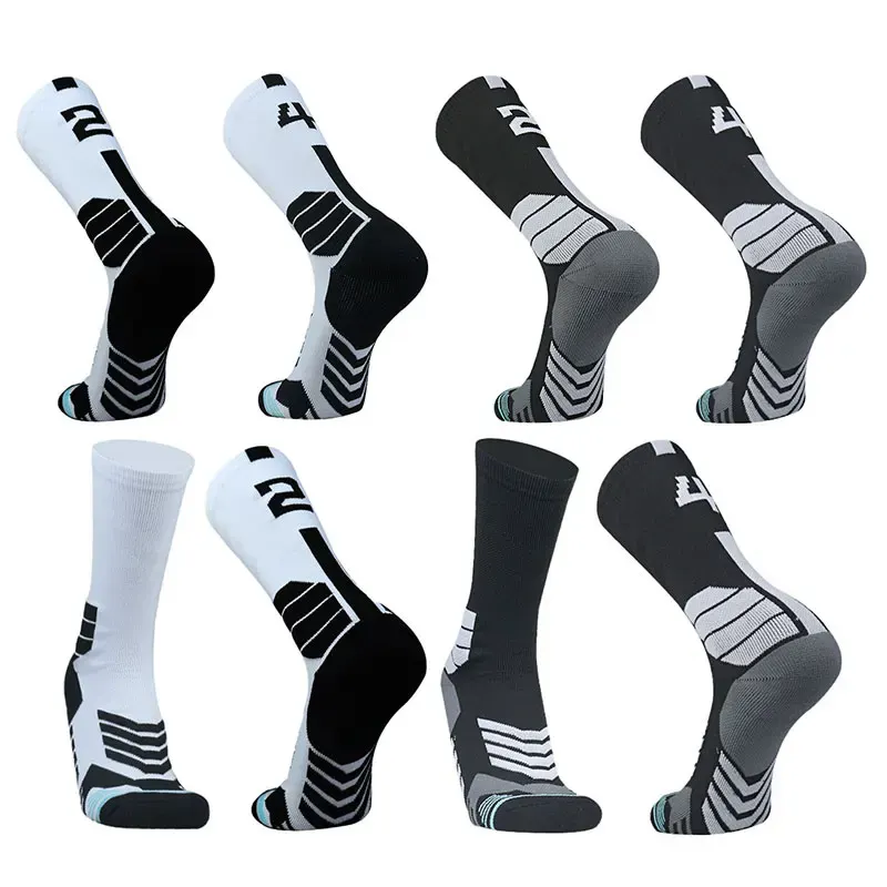 1 Pcs High Quality Men's Compression Basketball Socks Towel Bottom Unisex Sports Socks with Number for Cycling Outdoor
