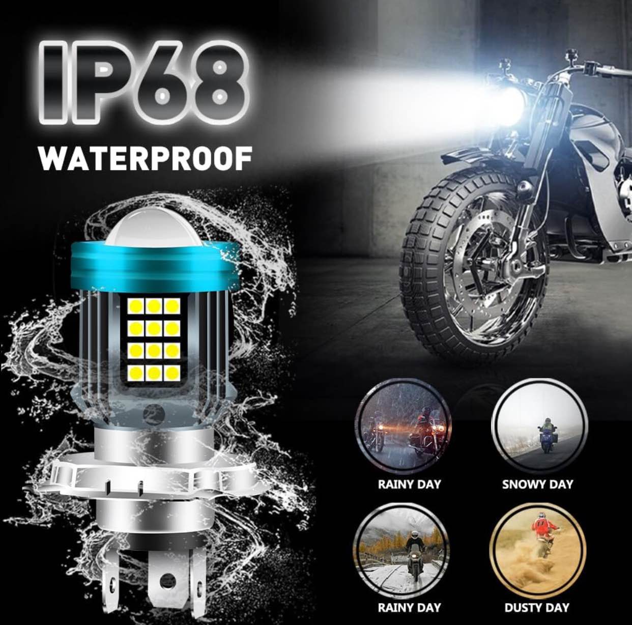 H6 LED Motorcycle Headlight Bulb with HD Projector Super Bright H6 LED Headlight Bulb 25W 6000K Moto High/Low Beam White Lghting Modes Plug And Play 12V-80V 1PCS