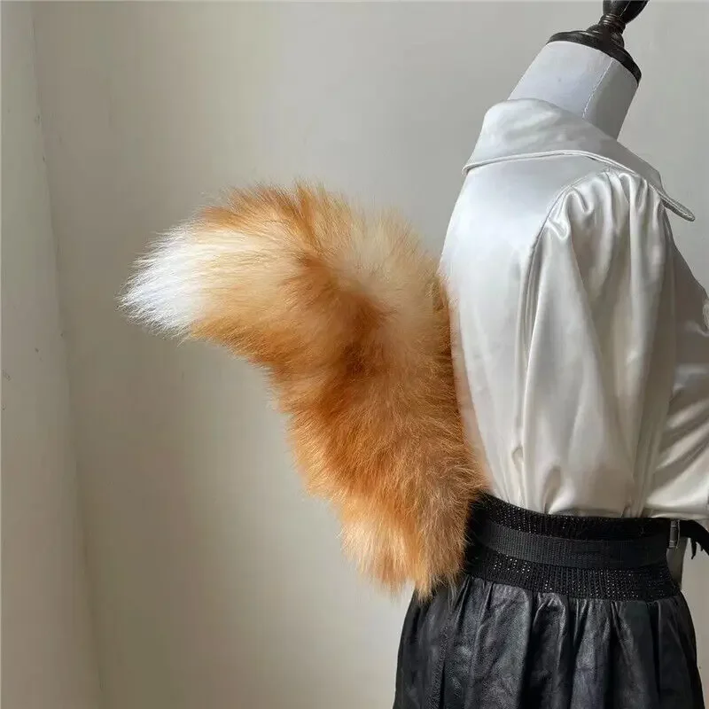 Luxuriously Soft Faux Fur Animal Tail Realistic Fox Wolf Dog & Raccoon Costume Accessory for Cosplay Halloween Party