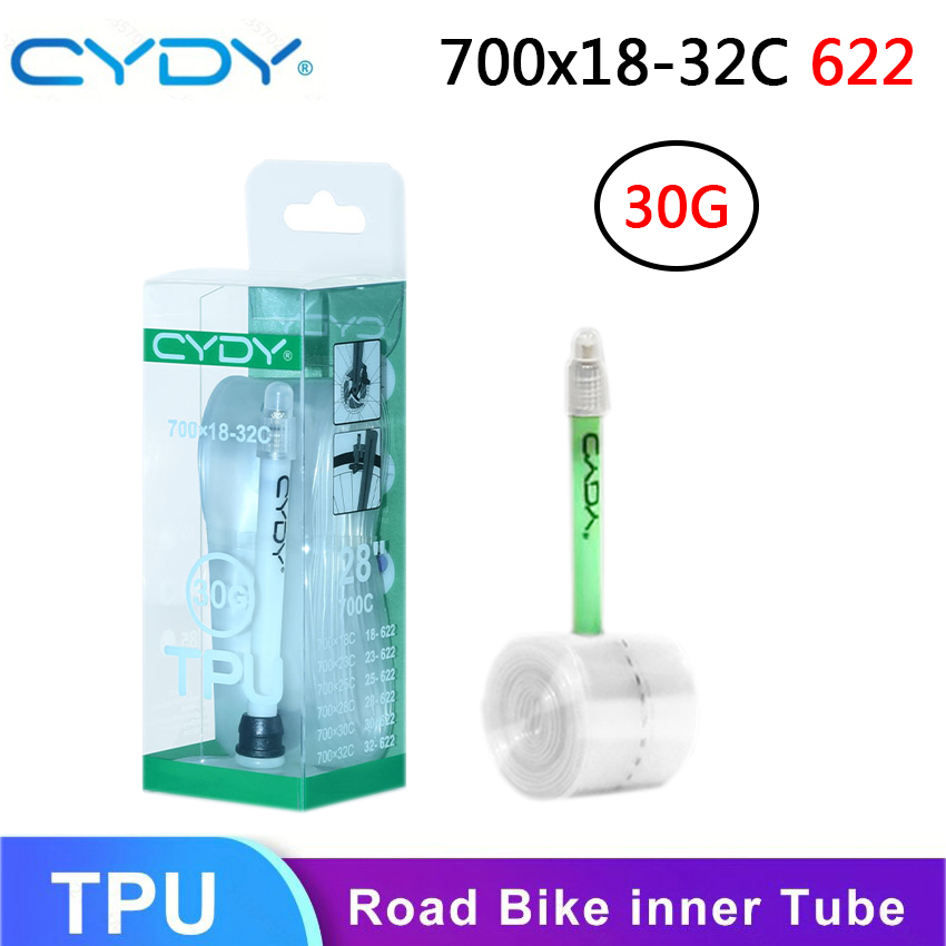 CYDY Road Bicycle TPU Inner Tube 700x18 23 25 26 27 28 30 32C Cycling Bike Tires 30G Camera Tyre 700C Night Fluorescence Valve